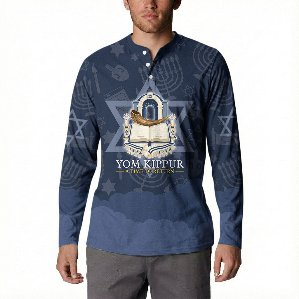 Yom Kippur Gates Of Return Button Sweatshirt Jewish High Holy Day Shofar Tallit Star Of David
