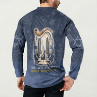 Yom Kippur Gates Of Return Button Sweatshirt Jewish High Holy Day Shofar Tallit Star Of David