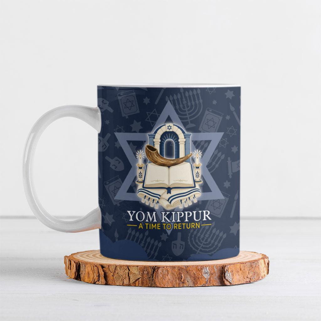Yom Kippur Gates Of Return Ceramic Mug Jewish High Holy Day Shofar Tallit Star Of David