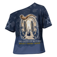 Yom Kippur Gates Of Return Cross Shoulder Shirt Jewish High Holy Day Shofar Tallit Star Of David