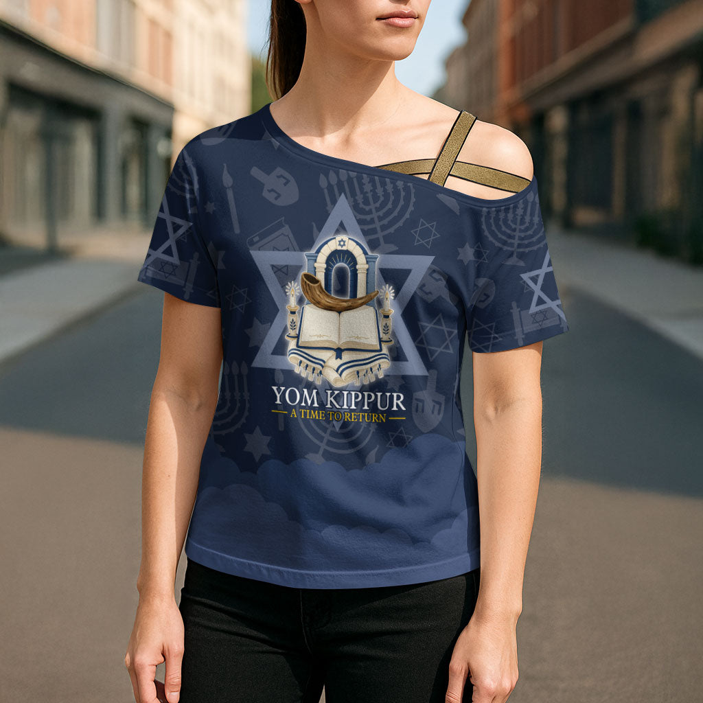 Yom Kippur Gates Of Return Cross Shoulder Shirt Jewish High Holy Day Shofar Tallit Star Of David