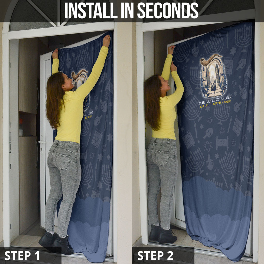 Yom Kippur Gates Of Return Door Cover Jewish High Holy Day Shofar Tallit Star Of David