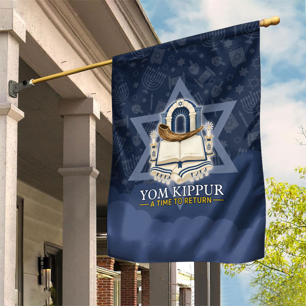 Yom Kippur Gates Of Return Garden Flag Jewish High Holy Day Shofar Tallit Star Of David