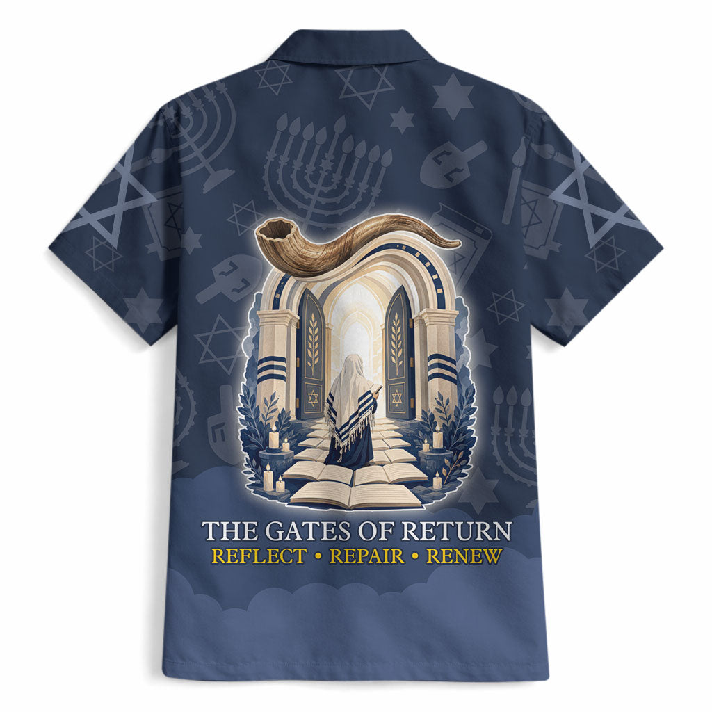 Yom Kippur Gates Of Return Hawaiian Shirt Jewish High Holy Day Shofar Tallit Star Of David