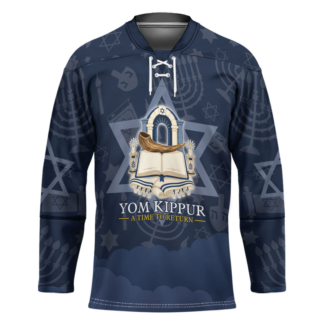 Yom Kippur Gates Of Return Hockey Jersey Jewish High Holy Day Shofar Tallit Star Of David