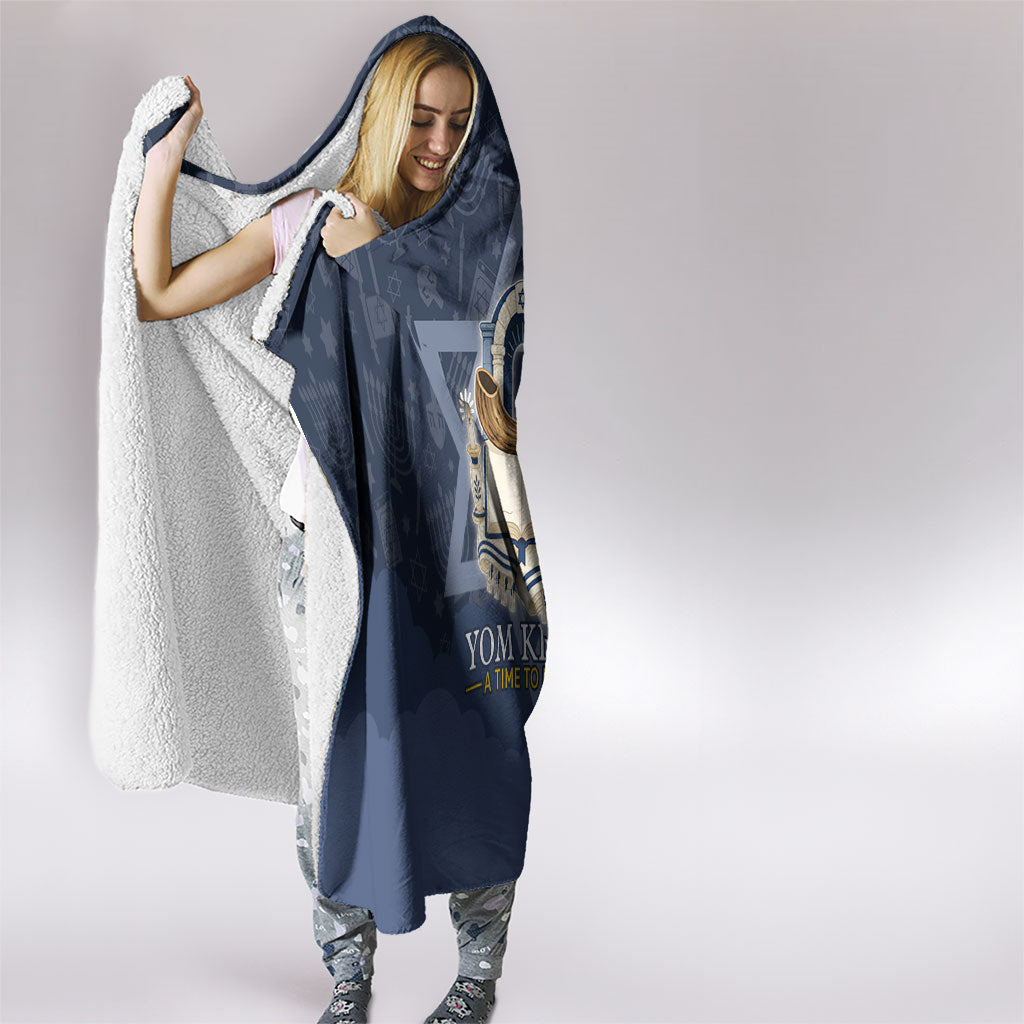 Yom Kippur Gates Of Return Hooded Blanket Jewish High Holy Day Shofar Tallit Star Of David