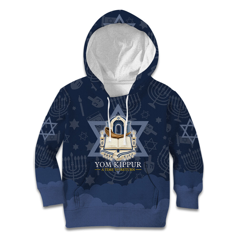 Yom Kippur Gates Of Return Kid Hoodie Jewish High Holy Day Shofar Tallit Star Of David