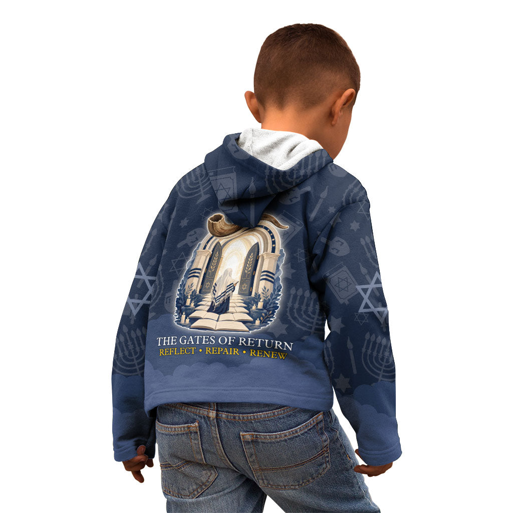 Yom Kippur Gates Of Return Kid Hoodie Jewish High Holy Day Shofar Tallit Star Of David