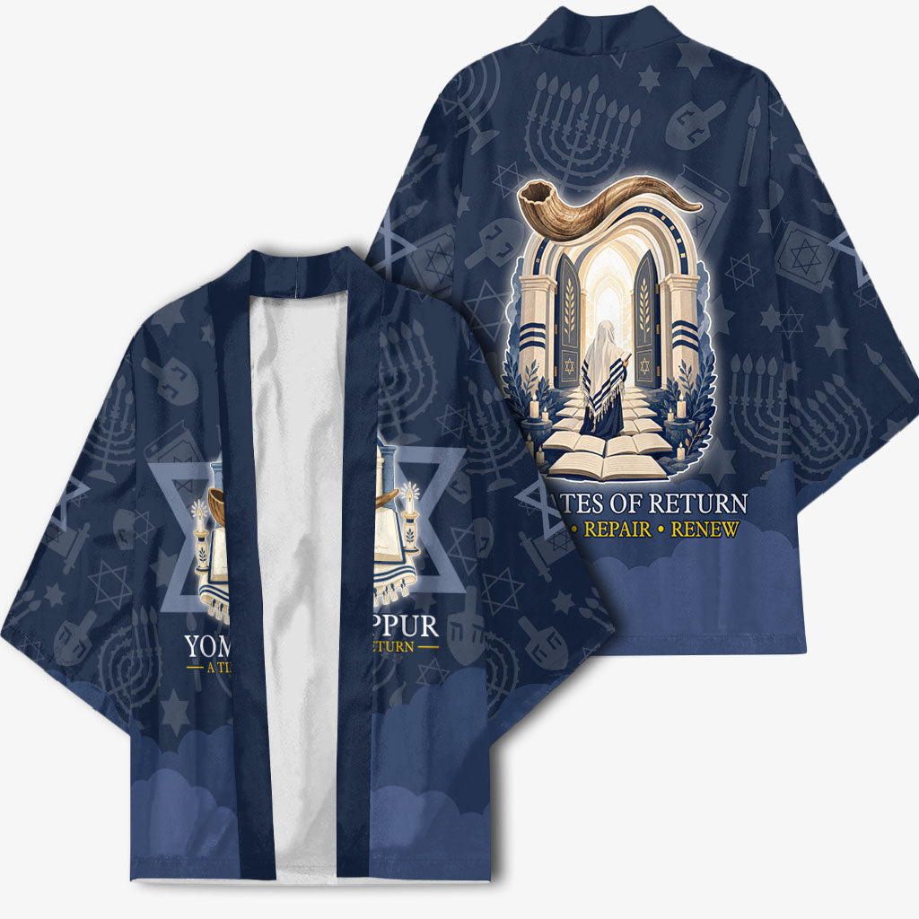 Yom Kippur Gates Of Return Kimono Jewish High Holy Day Shofar Tallit Star Of David