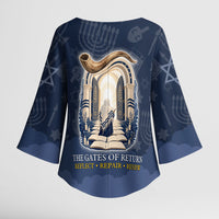 Yom Kippur Gates Of Return Kimono Sleeve Blouse Jewish High Holy Day Shofar Tallit Star Of David