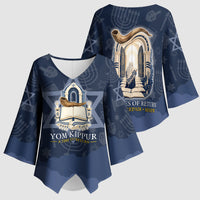 Yom Kippur Gates Of Return Kimono Sleeve Blouse Jewish High Holy Day Shofar Tallit Star Of David