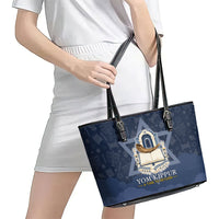 Yom Kippur Gates Of Return Leather Tote Bag Jewish High Holy Day Shofar Tallit Star Of David
