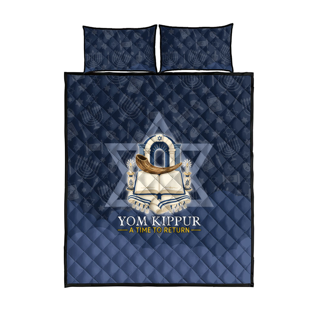 Yom Kippur Gates Of Return Quilt Bed Set Jewish High Holy Day Shofar Tallit Star Of David