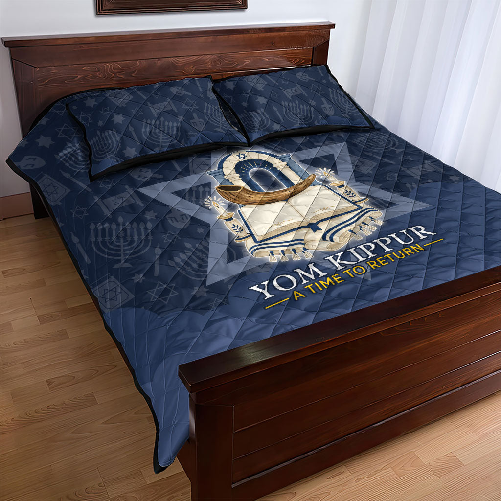 Yom Kippur Gates Of Return Quilt Bed Set Jewish High Holy Day Shofar Tallit Star Of David