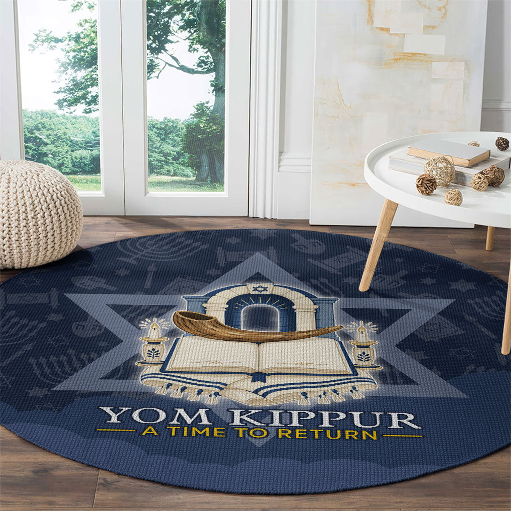 Yom Kippur Gates Of Return Round Carpet Jewish High Holy Day Shofar Tallit Star Of David