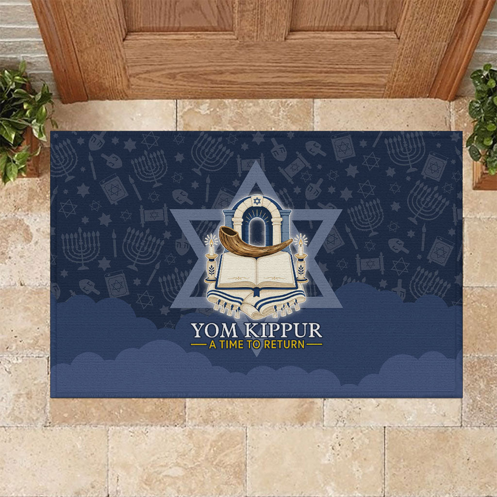 Yom Kippur Gates Of Return Rubber Doormat Jewish High Holy Day Shofar Tallit Star Of David