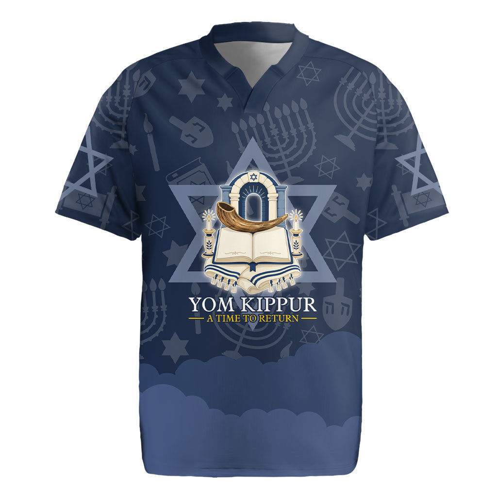 Yom Kippur Gates Of Return Rugby Jersey Jewish High Holy Day Shofar Tallit Star Of David
