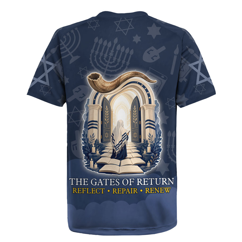 Yom Kippur Gates Of Return Rugby Jersey Jewish High Holy Day Shofar Tallit Star Of David