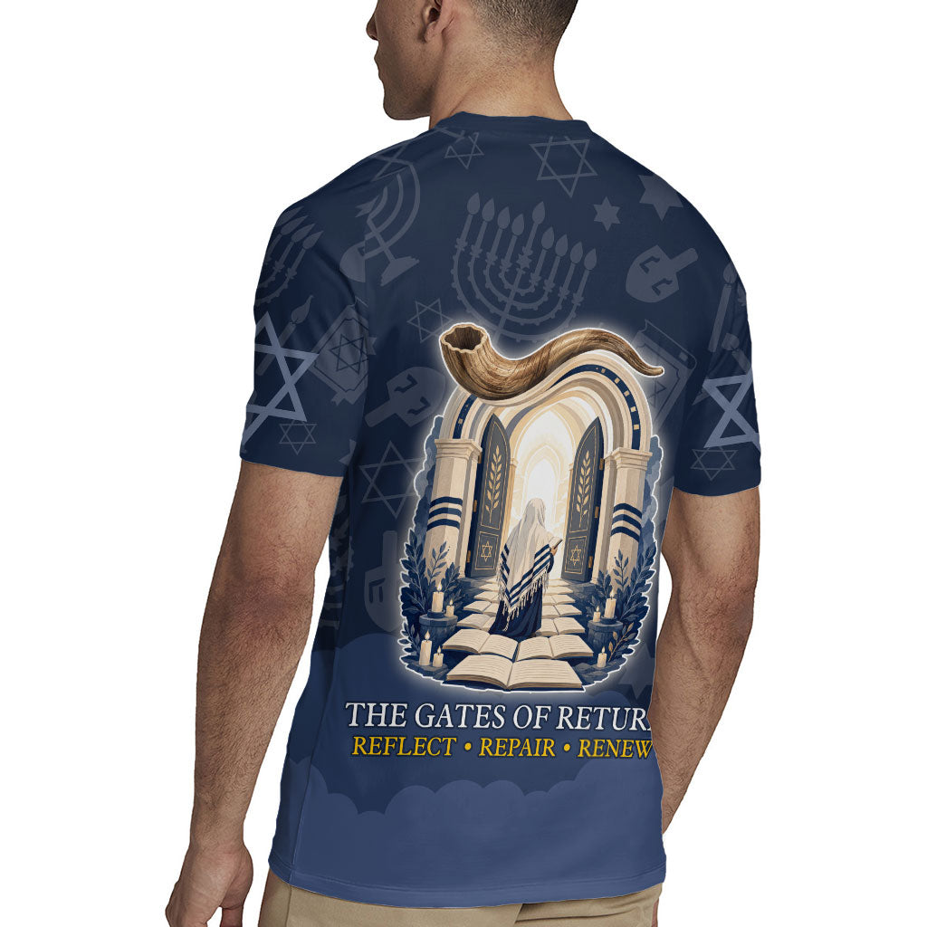 Yom Kippur Gates Of Return Rugby Jersey Jewish High Holy Day Shofar Tallit Star Of David