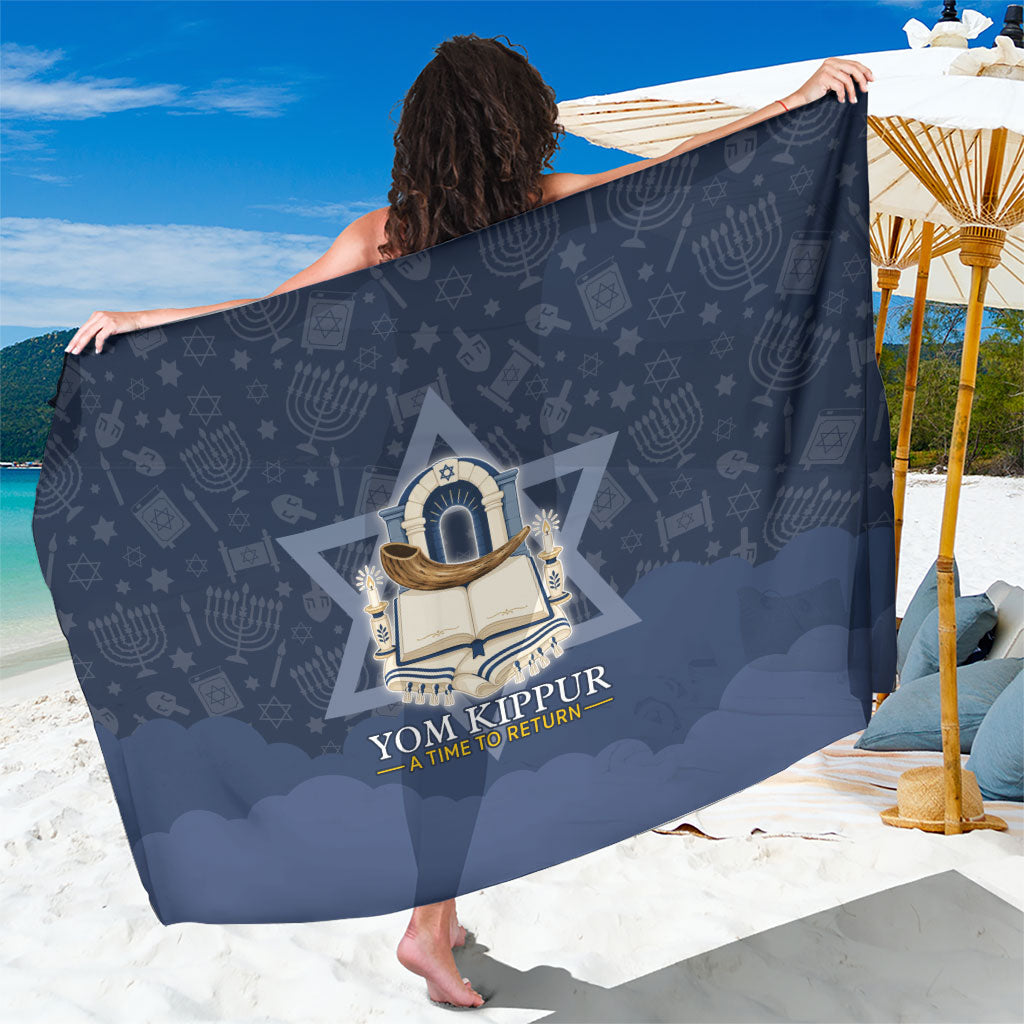 Yom Kippur Gates Of Return Sarong Jewish High Holy Day Shofar Tallit Star Of David