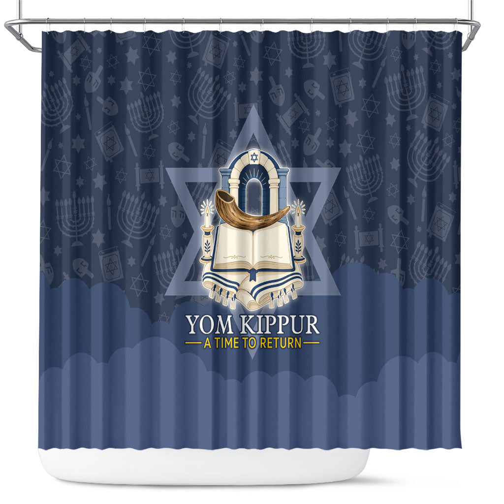 Yom Kippur Gates Of Return Shower Curtain Jewish High Holy Day Shofar Tallit Star Of David