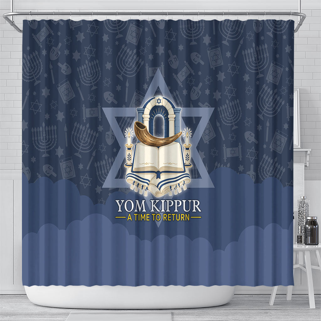 Yom Kippur Gates Of Return Shower Curtain Jewish High Holy Day Shofar Tallit Star Of David