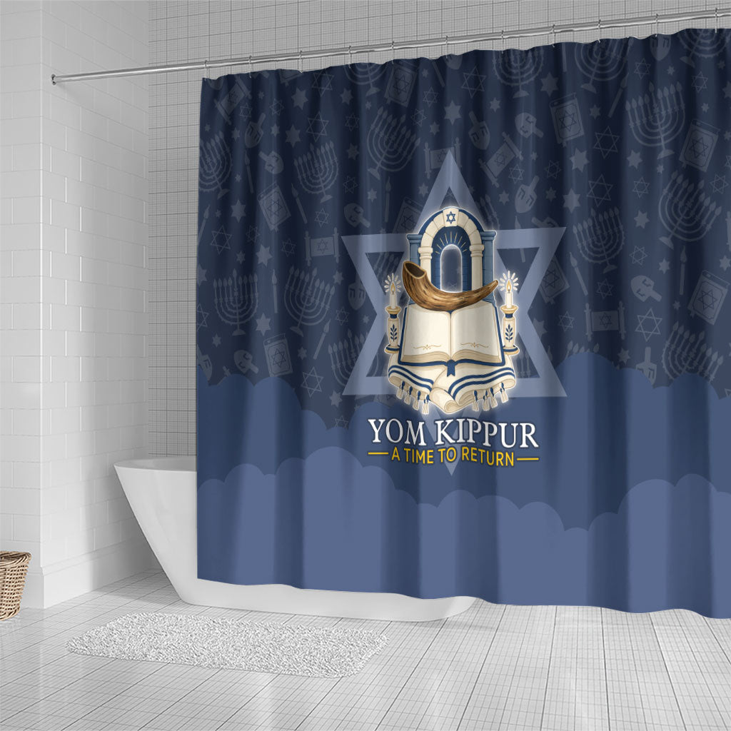 Yom Kippur Gates Of Return Shower Curtain Jewish High Holy Day Shofar Tallit Star Of David