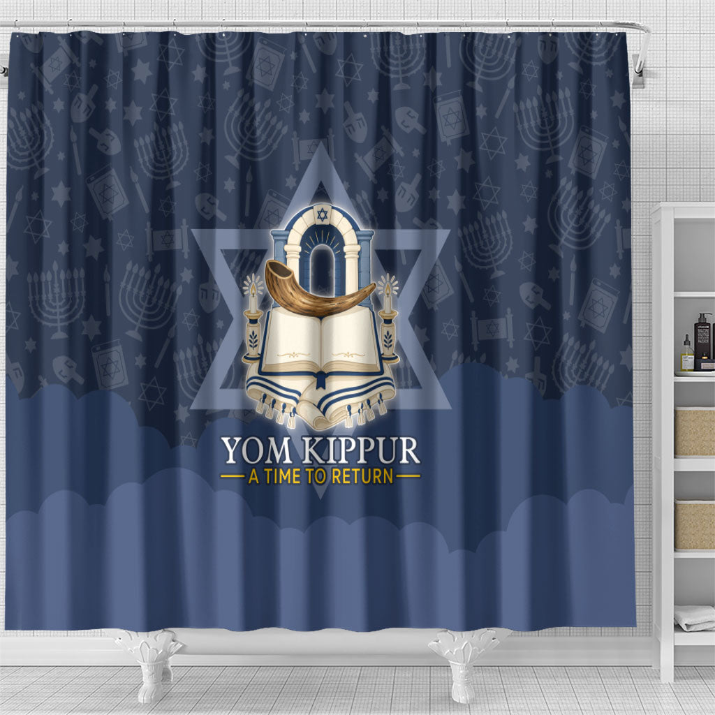 Yom Kippur Gates Of Return Shower Curtain Jewish High Holy Day Shofar Tallit Star Of David