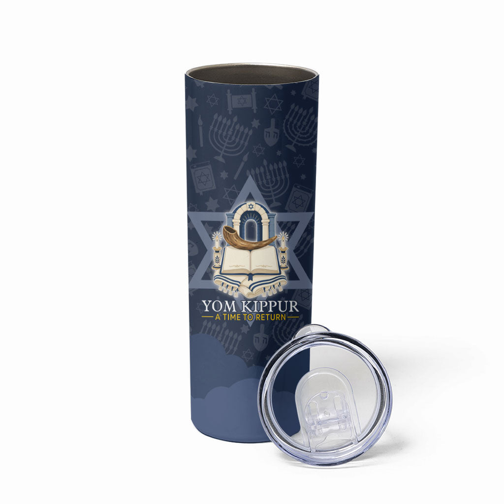 Yom Kippur Gates Of Return Skinny Tumbler Jewish High Holy Day Shofar Tallit Star Of David