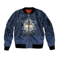 Yom Kippur Gates Of Return Sleeve Zip Bomber Jacket Jewish High Holy Day Shofar Tallit Star Of David