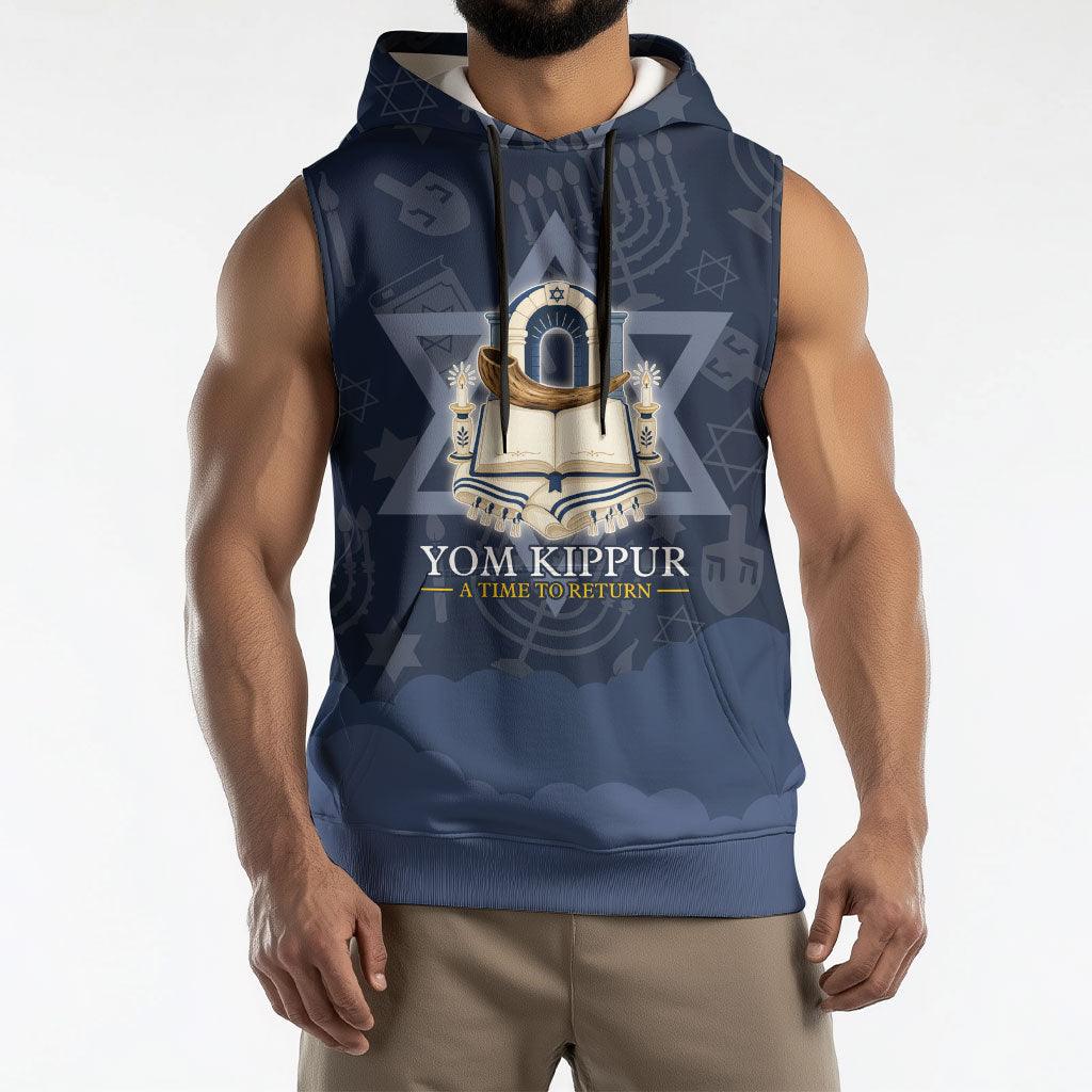 Yom Kippur Gates Of Return Sleeveless Hoodie Jewish High Holy Day Shofar Tallit Star Of David