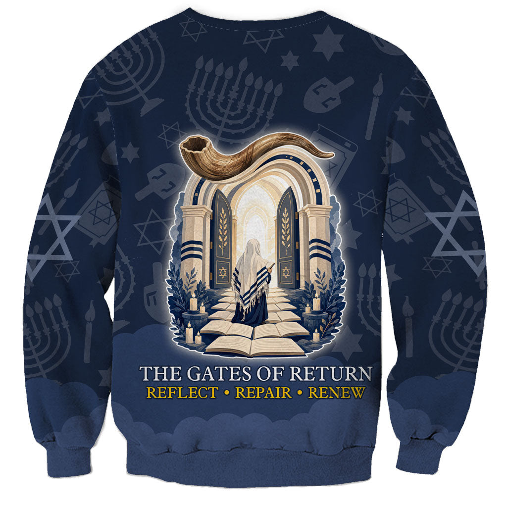 Yom Kippur Gates Of Return Sweatshirt Jewish High Holy Day Shofar Tallit Star Of David