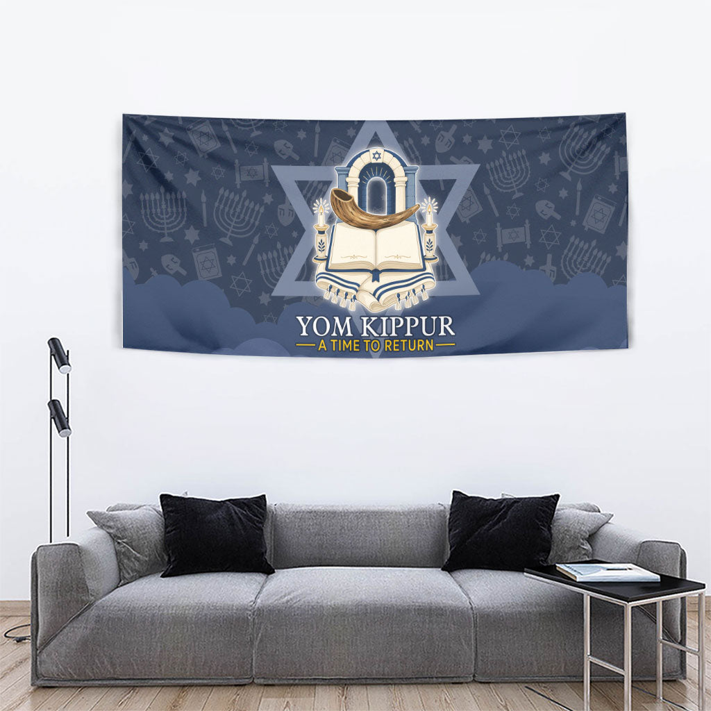 Yom Kippur Gates Of Return Tapestry Jewish High Holy Day Shofar Tallit Star Of David