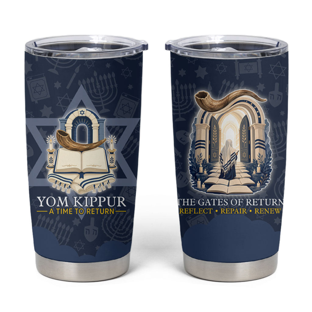 Yom Kippur Gates Of Return Tumbler Cup Jewish High Holy Day Shofar Tallit Star Of David