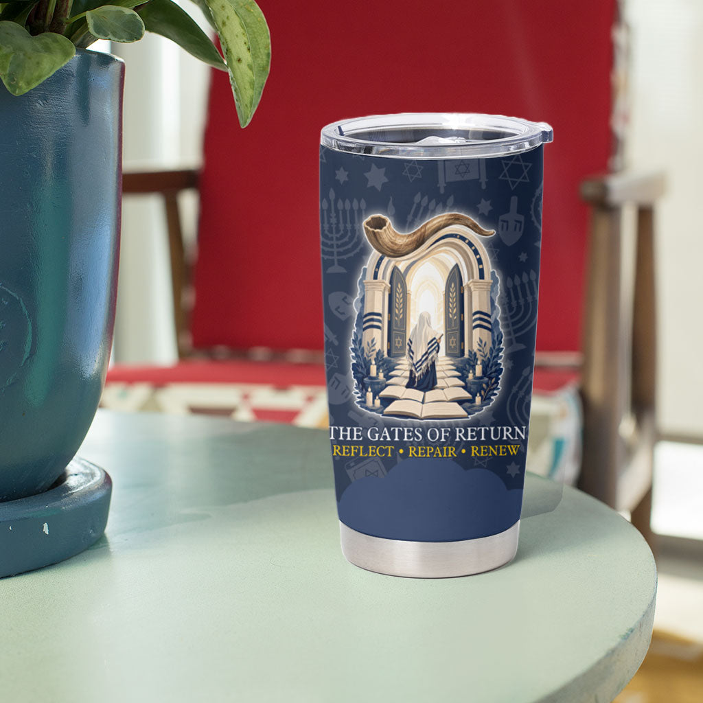 Yom Kippur Gates Of Return Tumbler Cup Jewish High Holy Day Shofar Tallit Star Of David