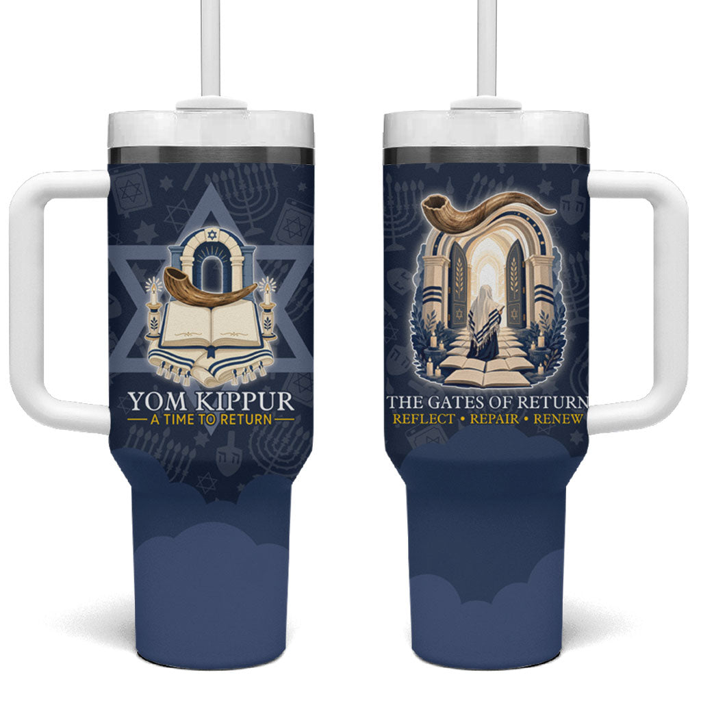 Yom Kippur Gates Of Return Tumbler With Handle Jewish High Holy Day Shofar Tallit Star Of David