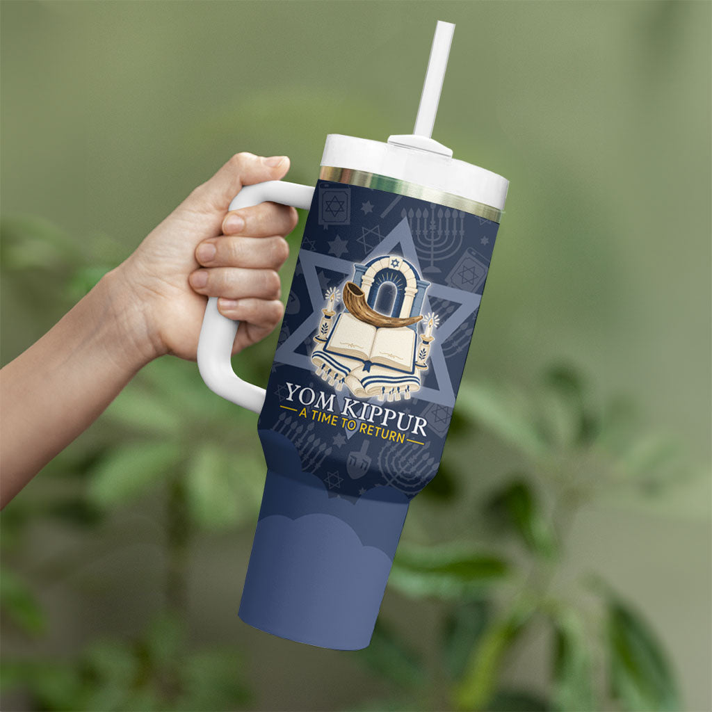 Yom Kippur Gates Of Return Tumbler With Handle Jewish High Holy Day Shofar Tallit Star Of David