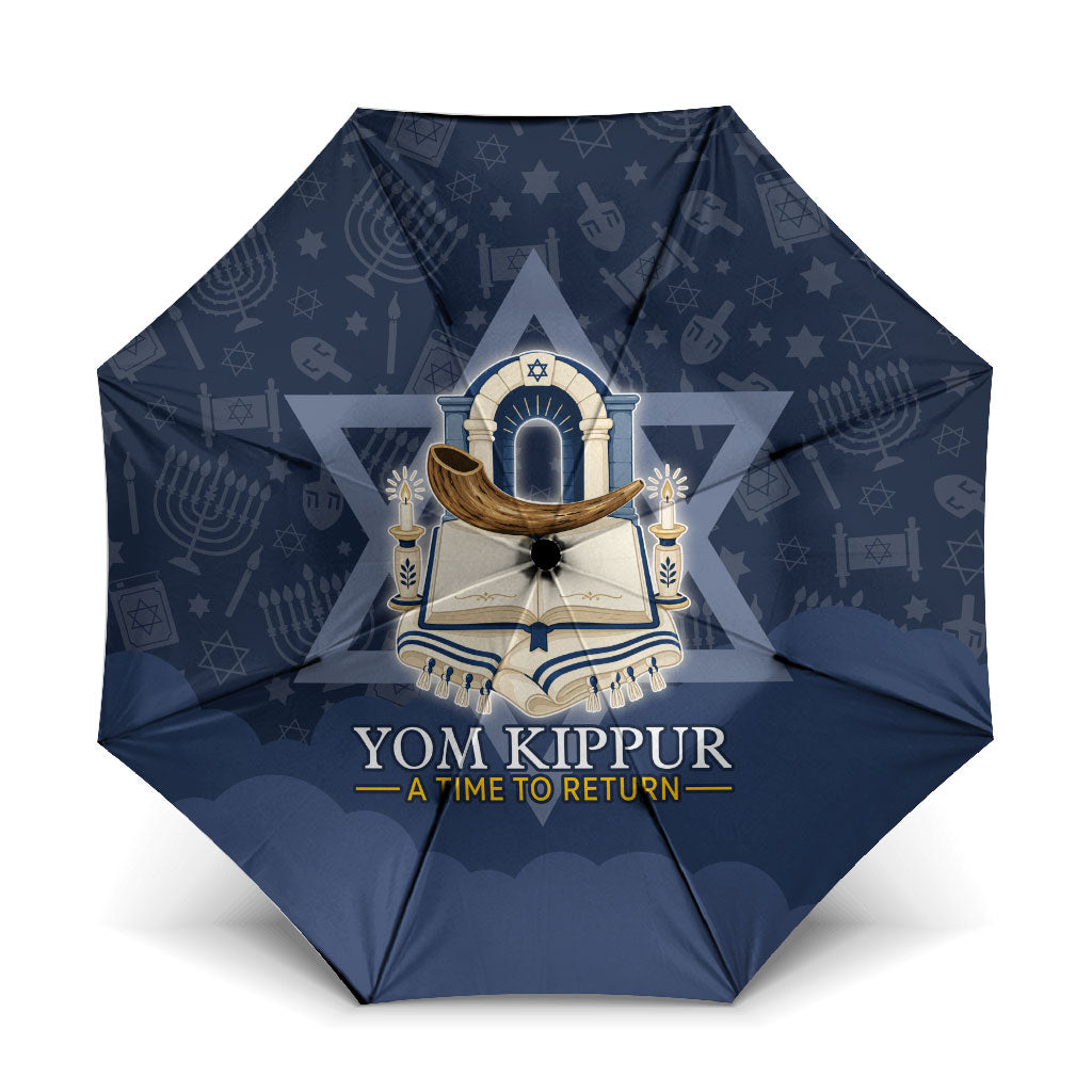 Yom Kippur Gates Of Return Umbrella Jewish High Holy Day Shofar Tallit Star Of David