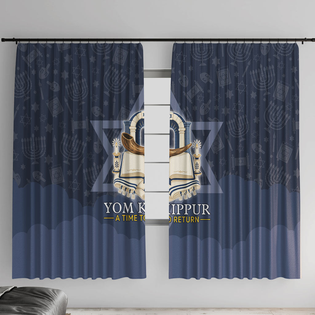 Yom Kippur Gates Of Return Window Curtain Jewish High Holy Day Shofar Tallit Star Of David