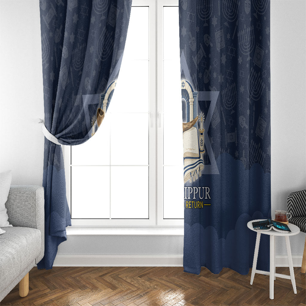 Yom Kippur Gates Of Return Window Curtain Jewish High Holy Day Shofar Tallit Star Of David