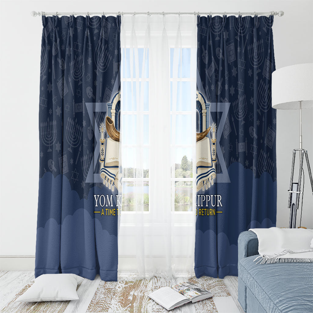 Yom Kippur Gates Of Return Window Curtain Jewish High Holy Day Shofar Tallit Star Of David