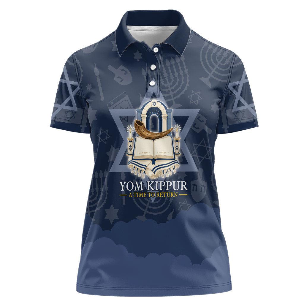Yom Kippur Gates Of Return Women Polo Shirt Jewish High Holy Day Shofar Tallit Star Of David