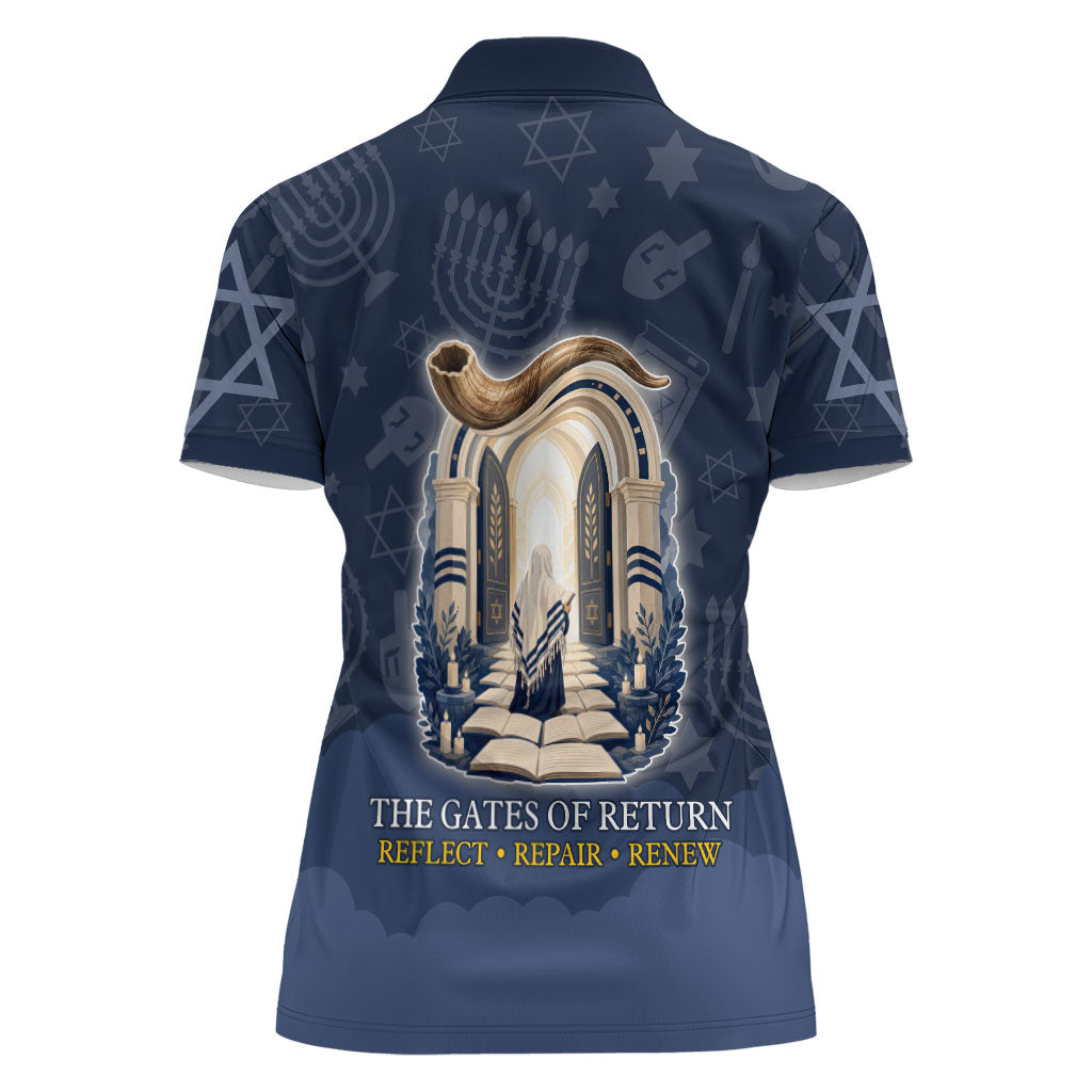 Yom Kippur Gates Of Return Women Polo Shirt Jewish High Holy Day Shofar Tallit Star Of David