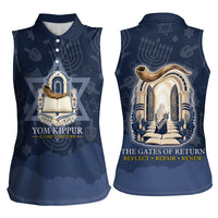 Yom Kippur Gates Of Return Women Sleeveless Polo Shirt Jewish High Holy Day Shofar Tallit Star Of David