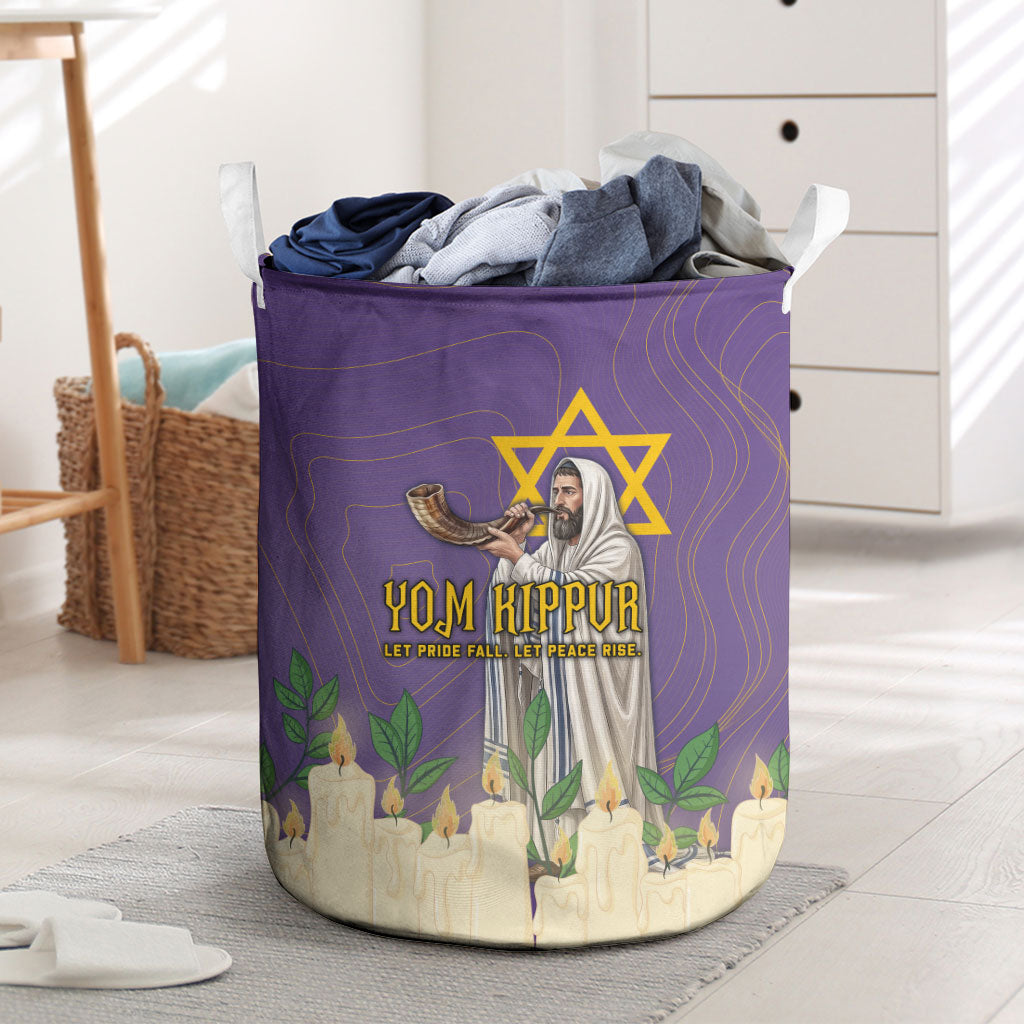 Yom Kippur Laundry Basket Shofar Blowing Jewish High Holy Day Tallit Star Of David