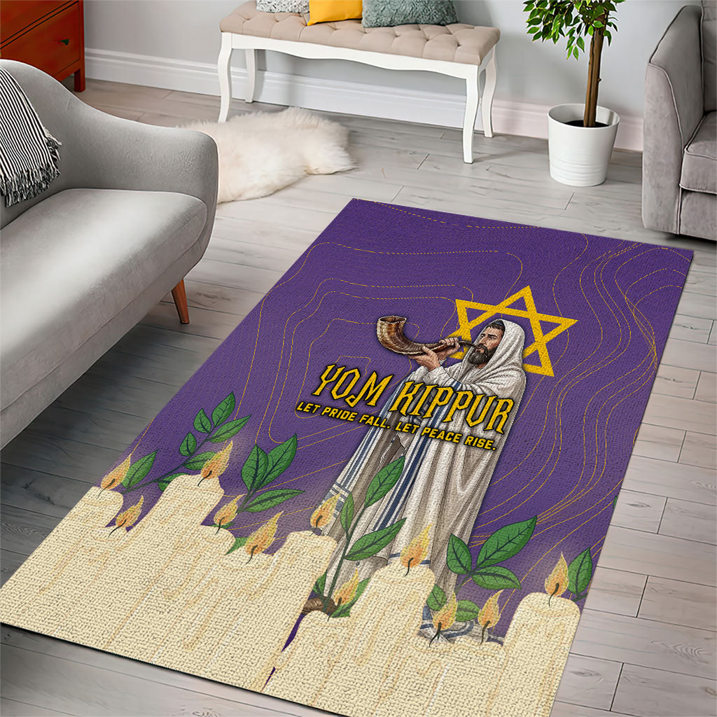 Yom Kippur Area Rug Shofar Blowing Jewish High Holy Day Tallit Star Of David