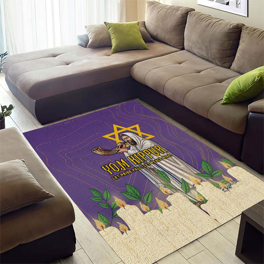 Yom Kippur Area Rug Shofar Blowing Jewish High Holy Day Tallit Star Of David
