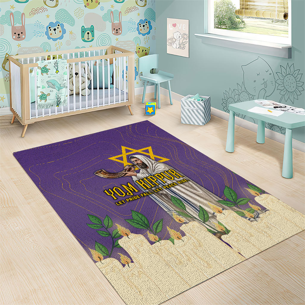 Yom Kippur Area Rug Shofar Blowing Jewish High Holy Day Tallit Star Of David