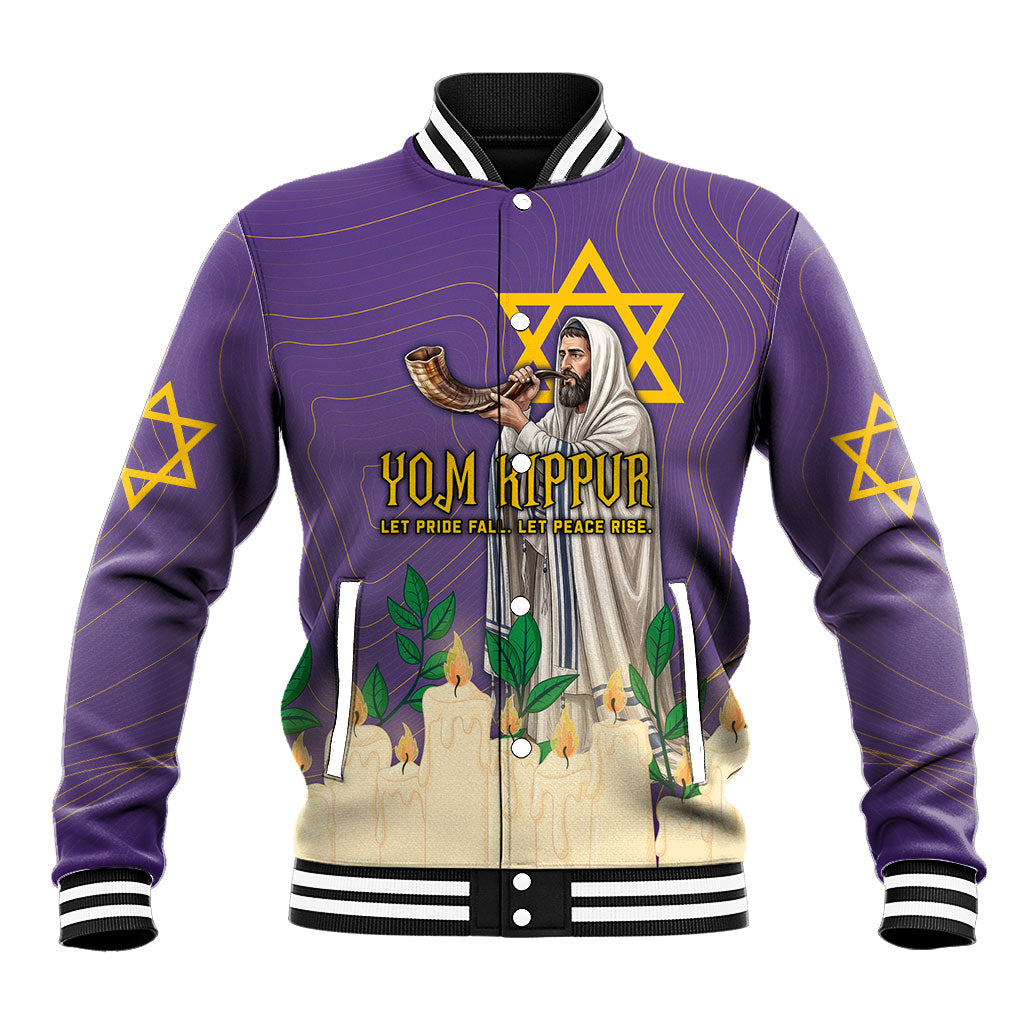 Yom Kippur Baseball Jacket Shofar Blowing Jewish High Holy Day Tallit Star Of David