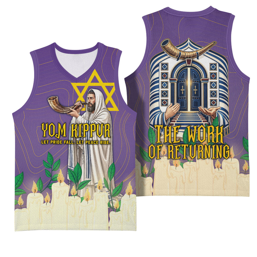 Yom Kippur Basketball Jersey Shofar Blowing Jewish High Holy Day Tallit Star Of David